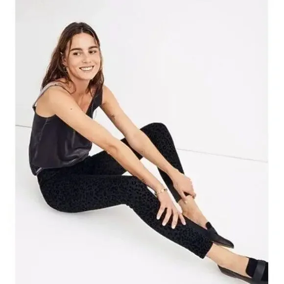 Madewell 9" Mid-Rise Skinny Jeans: Flocked Leopard Animal Edition sz 31 Mob Wife - Picture 5 of 11